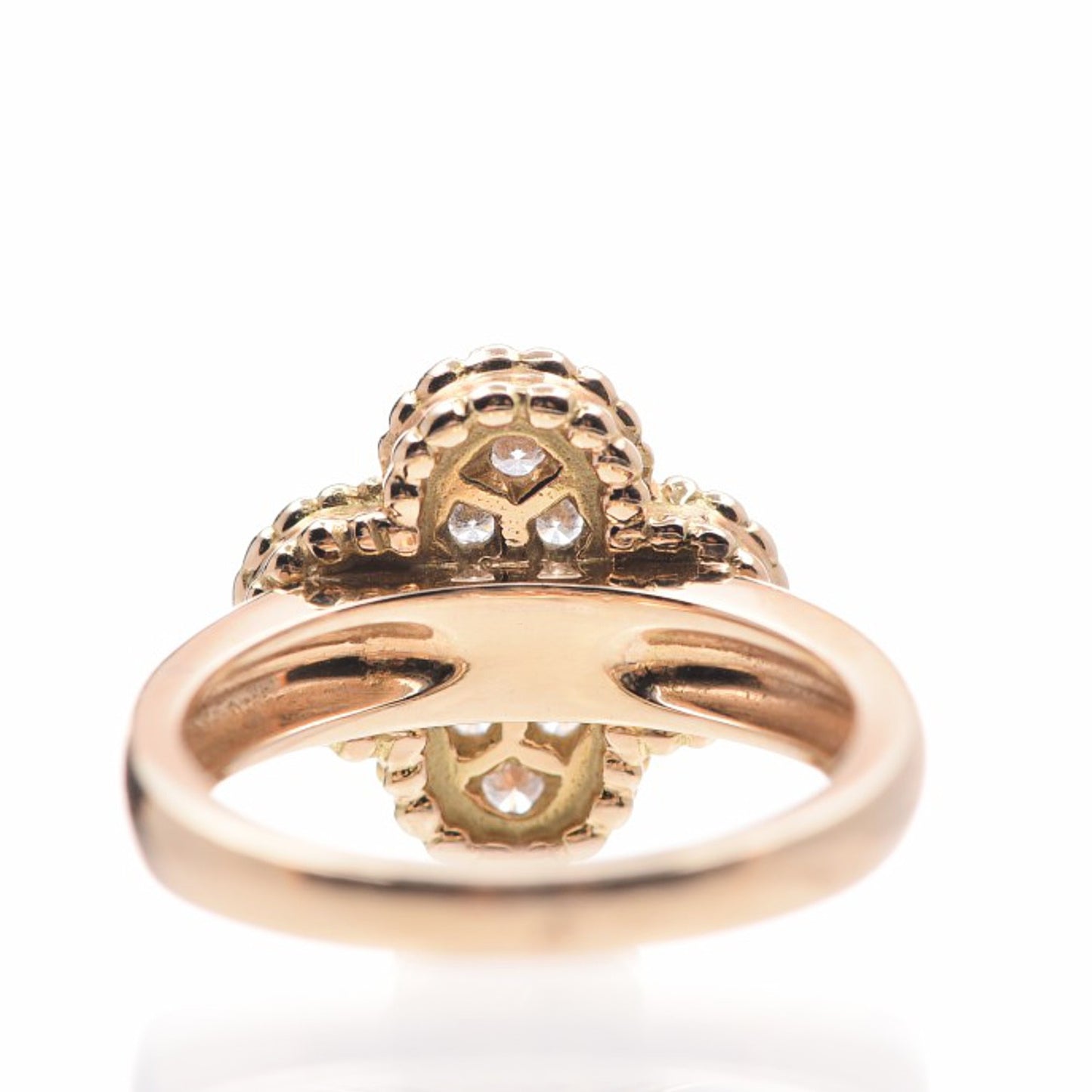 18K Yellow Gold Diamond Vintage Alhambra Ring 52 6