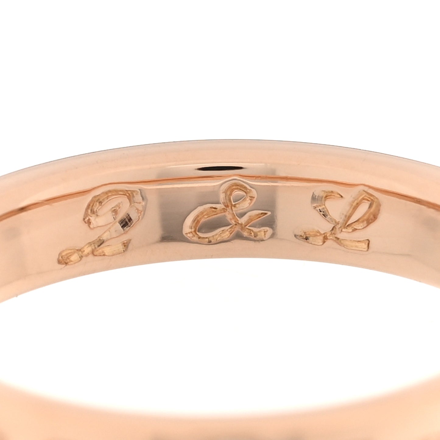 18K Rose Gold Diamond 3mm Logo Band Ring 45 3.25