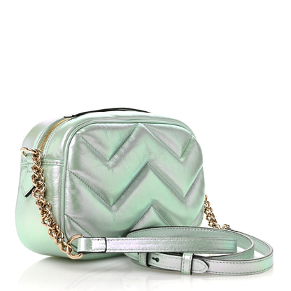 Gucci Iridescent Nappa Chevron Matelasse Small GG Marmont Chain Shoulder Bag Iridescent Salvy Green 3 of 10