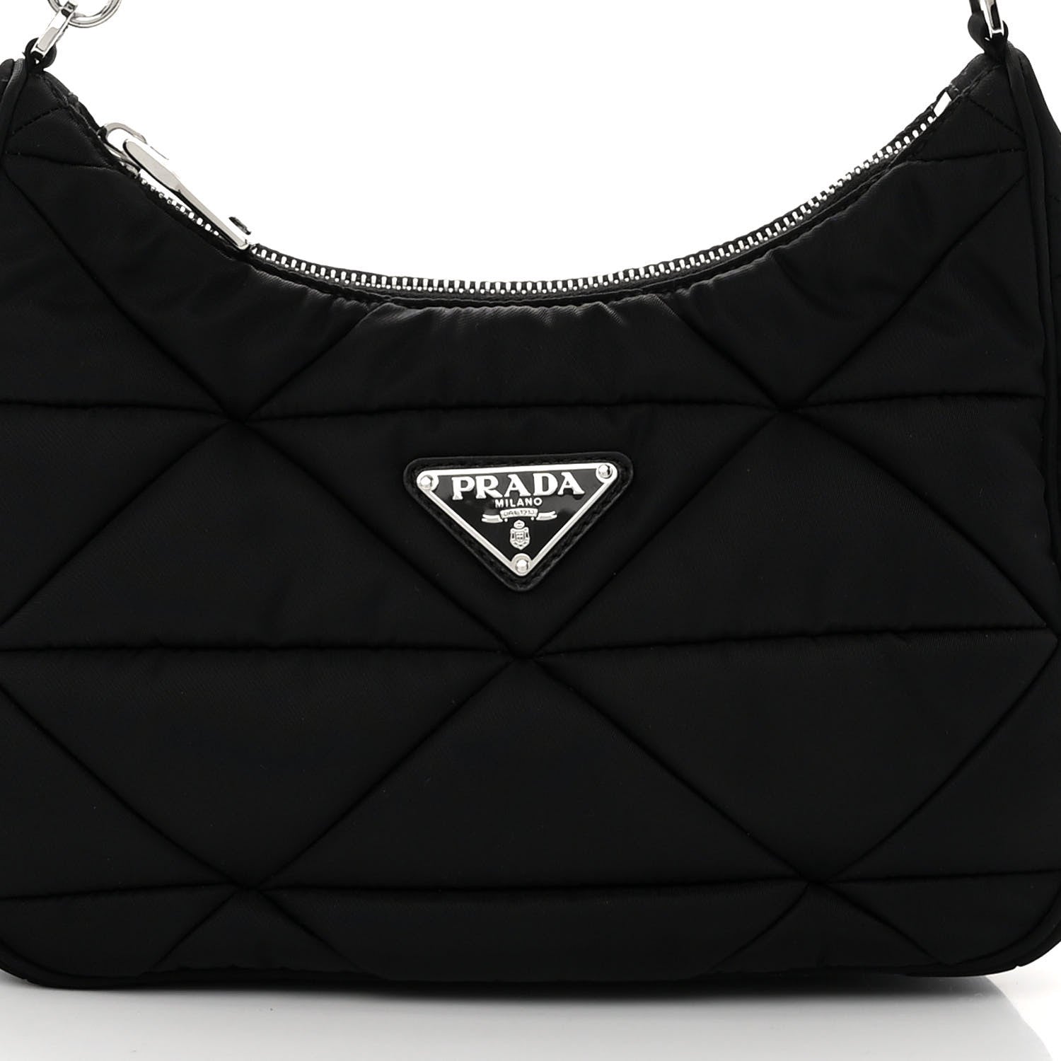 Prada Tessuto Nylon Triangle Quilted Padded Patchwork System Shoulder Bag Black 8 of 10