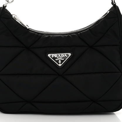 Prada Tessuto Nylon Triangle Quilted Padded Patchwork System Shoulder Bag Black 8 of 10