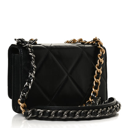 Chanel Goatskin Quilted Chanel 19 Wallet On Chain WOC Black 3 of 12