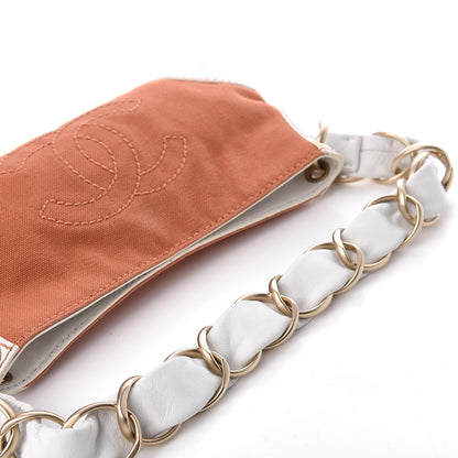 Chanel Lambskin Canvas CC Olsen Chain Small Shoulder Bag White Orange 10 of 10