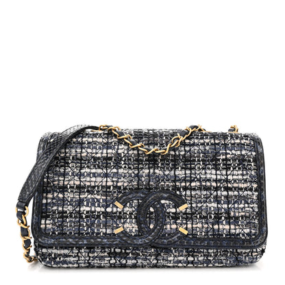 Chanel Tweed Snakeskin Quilted Medium CC Filigree Flap Multicolor 1 of 11