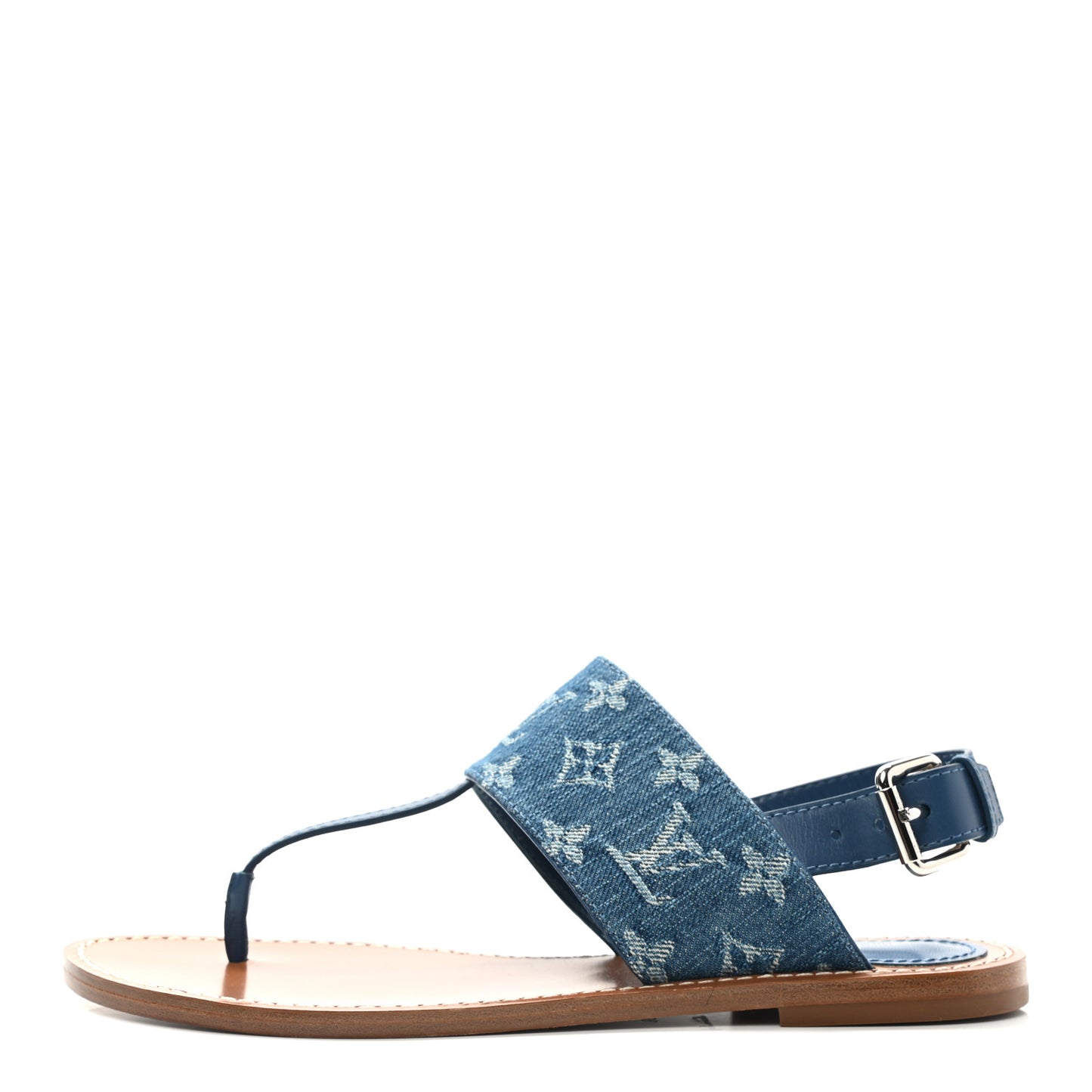 Monogram Denim Starboard Flat Thong Sandal 39 Blue