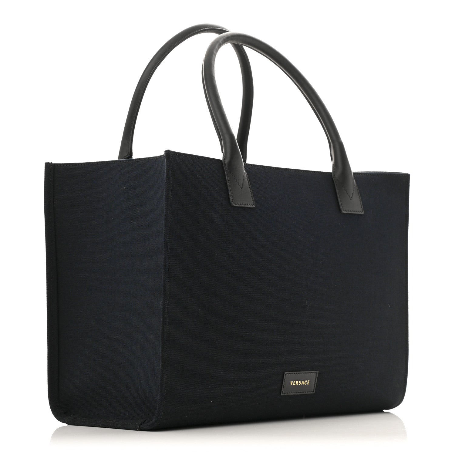 Versace Canvas Suppler Calfskin Cabas GV Signature Tote Black 3 of 14