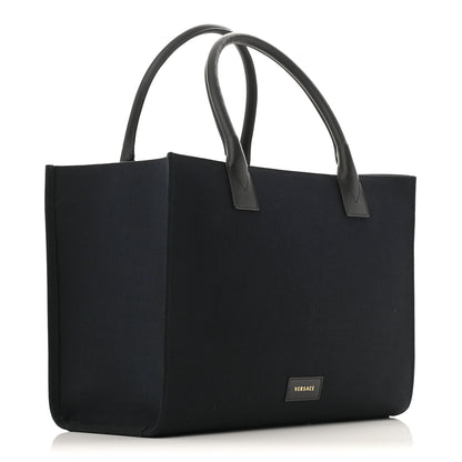 Versace Canvas Suppler Calfskin Cabas GV Signature Tote Black 3 of 14