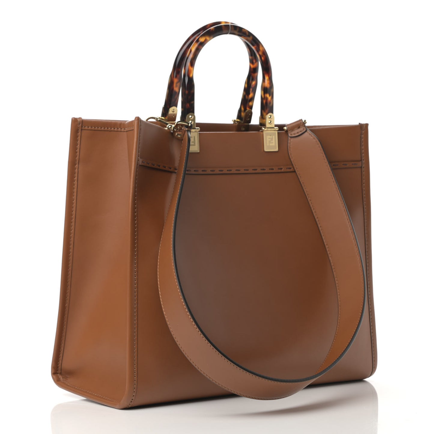 Vitello King Plexiglass Medium Fendi Sunshine Shopper Tote Cuoio
