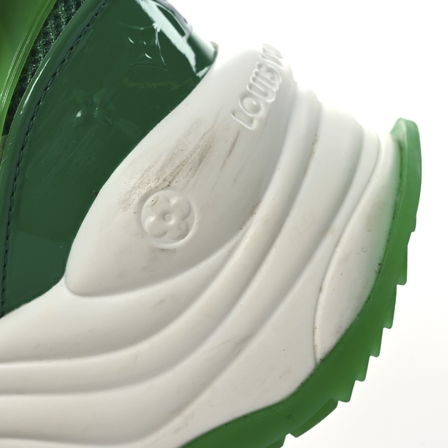 Louis Vuitton Monogram Calfskin Run 55 Sneakers 38 White Green 12 of 13