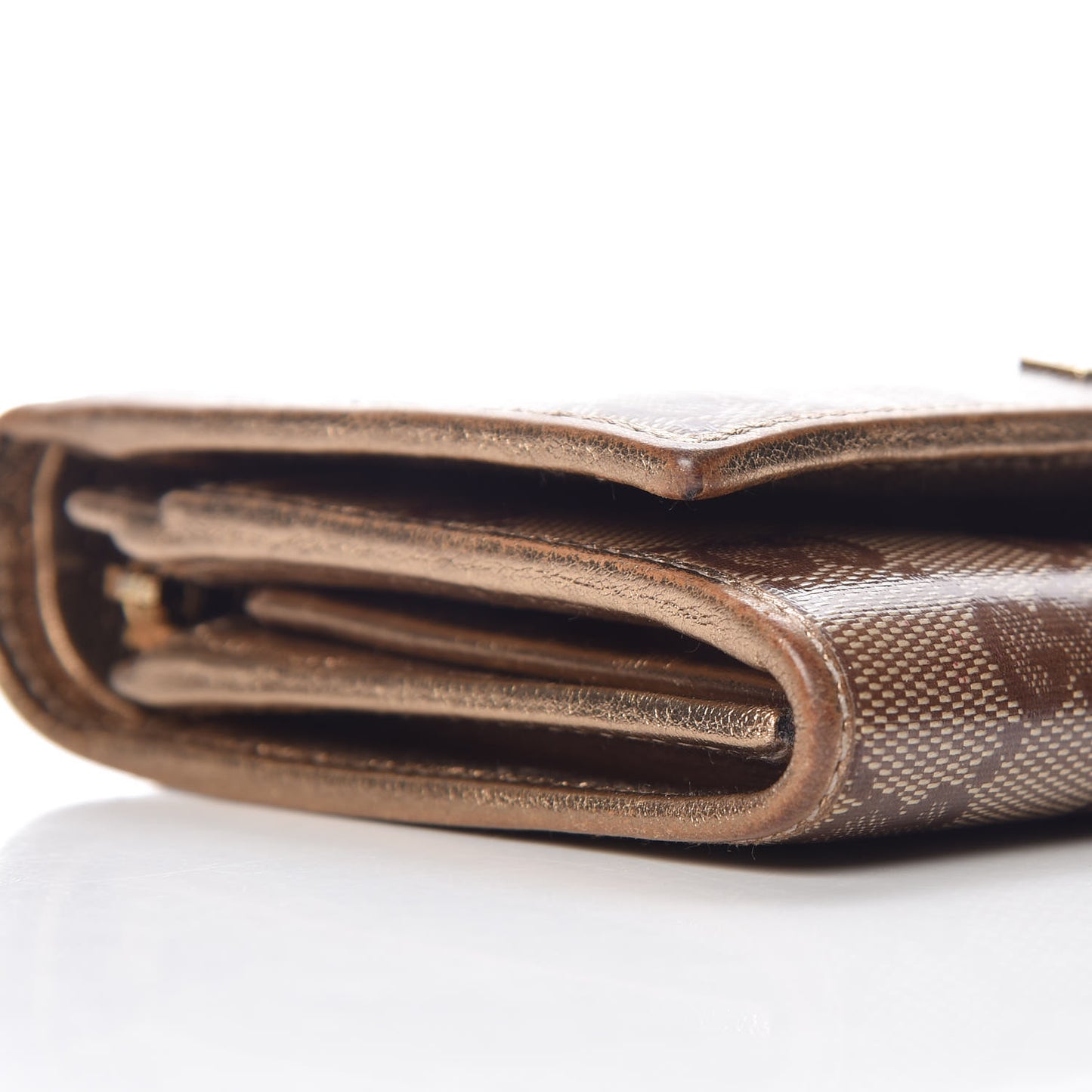 Metallic Crystal Monogram French Flap Wallet Gold