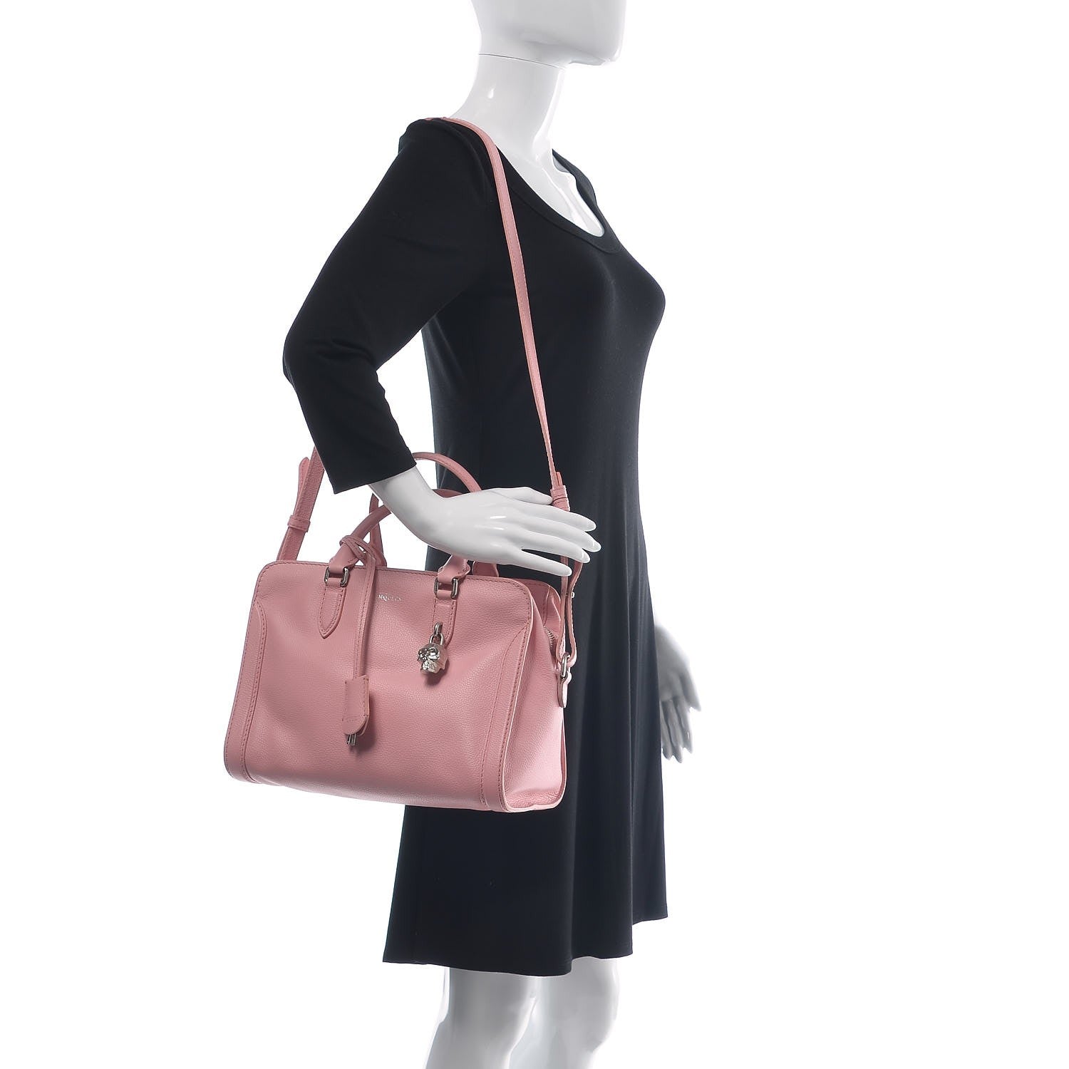 Alexander McQueen Pebbled Calfskin Small Skull Padlock Zip Around Tote Petal 2 of 11