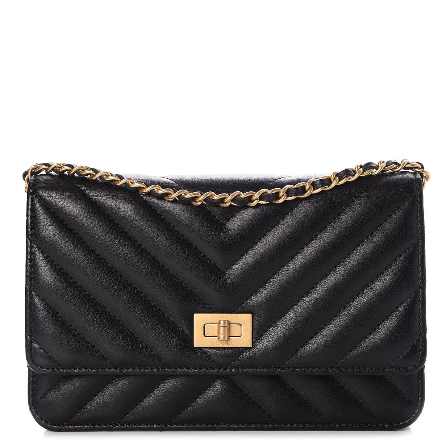 Sheepskin Chevron Reissue Wallet On Chain WOC Black
