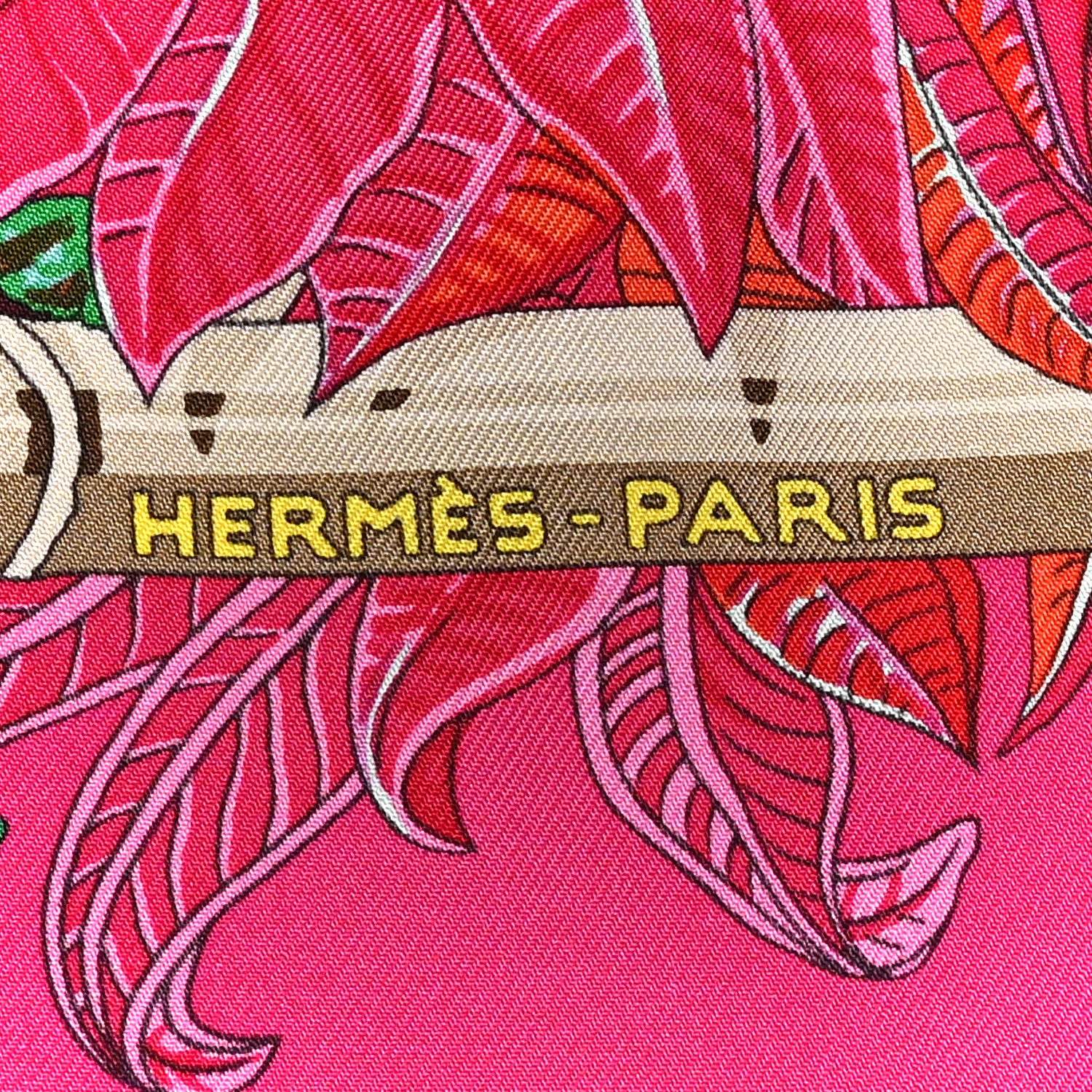 Hermes Silk Jardins D Hiver Scarf 90 Rose Vif Vert Creme 2 of 5