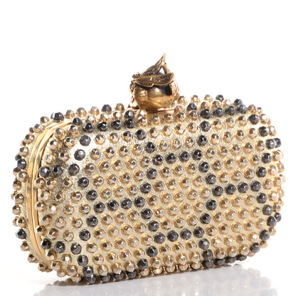 Alexander McQueen Bee Punk Skull Studded Box Clutch Gold 3 of 8