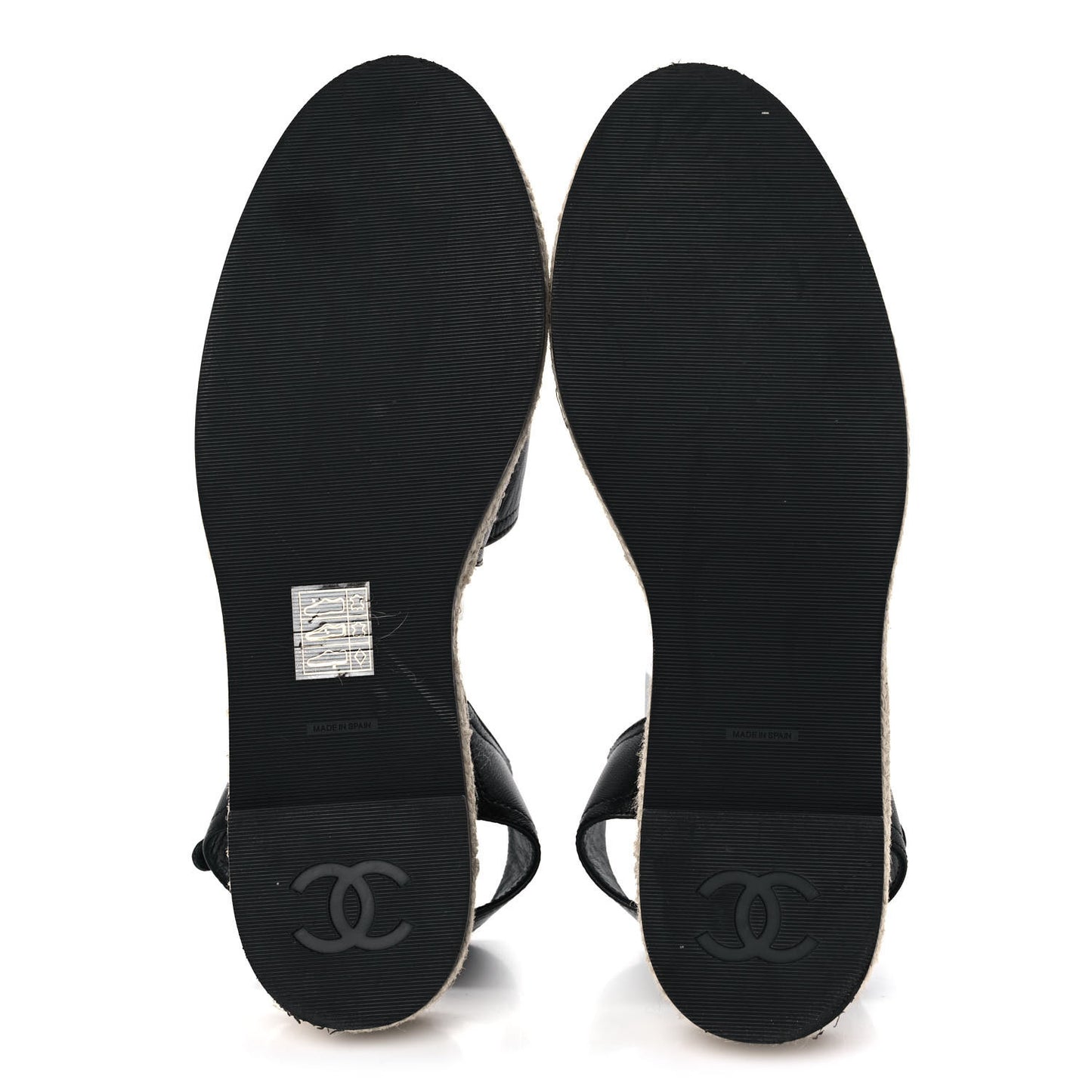 Lambskin Cap Toe CC Espadrilles Sandals 38 Black