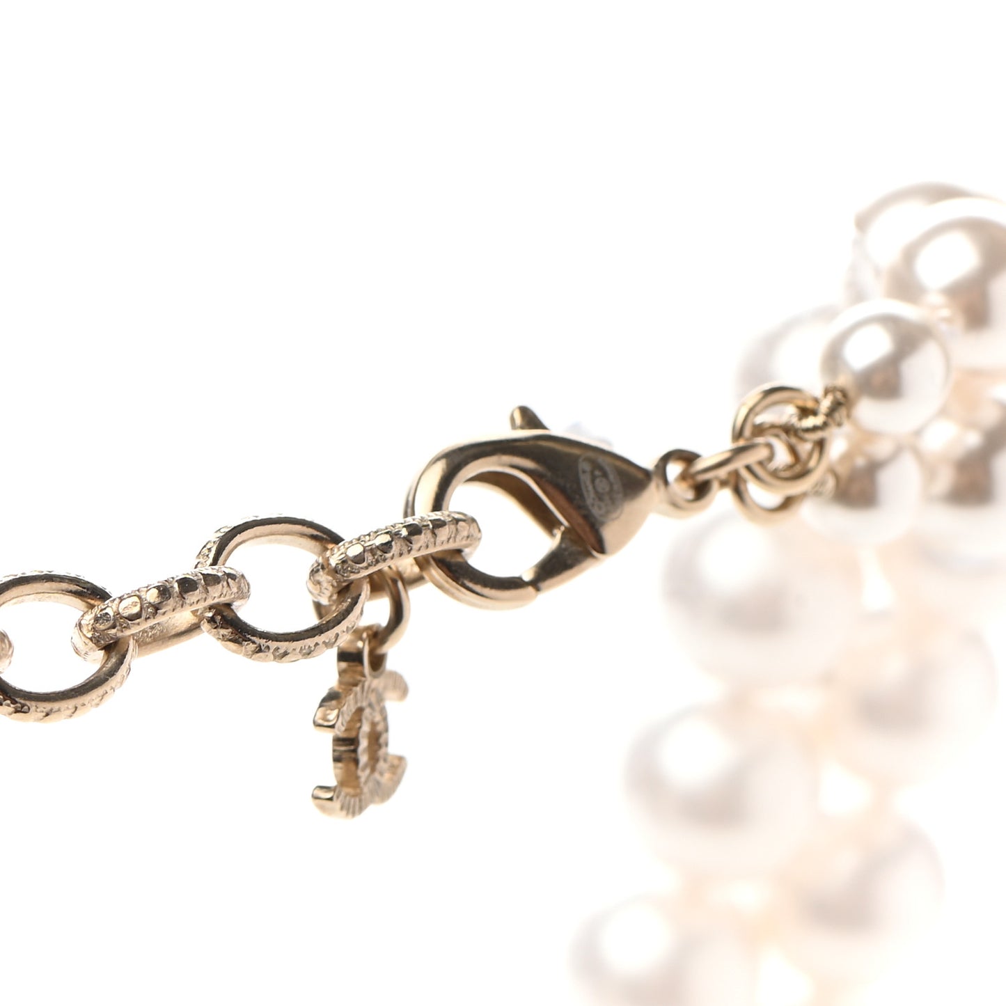 Crystal Pearl CC Long Multi Strand Necklace Gold