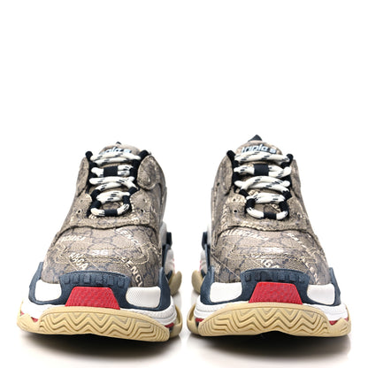 Balenciaga X GUCCI GG Supreme Monogram Allover Logo Mens Triple S Sneakers 36 Beige Ebony Mystic White 2 of 6