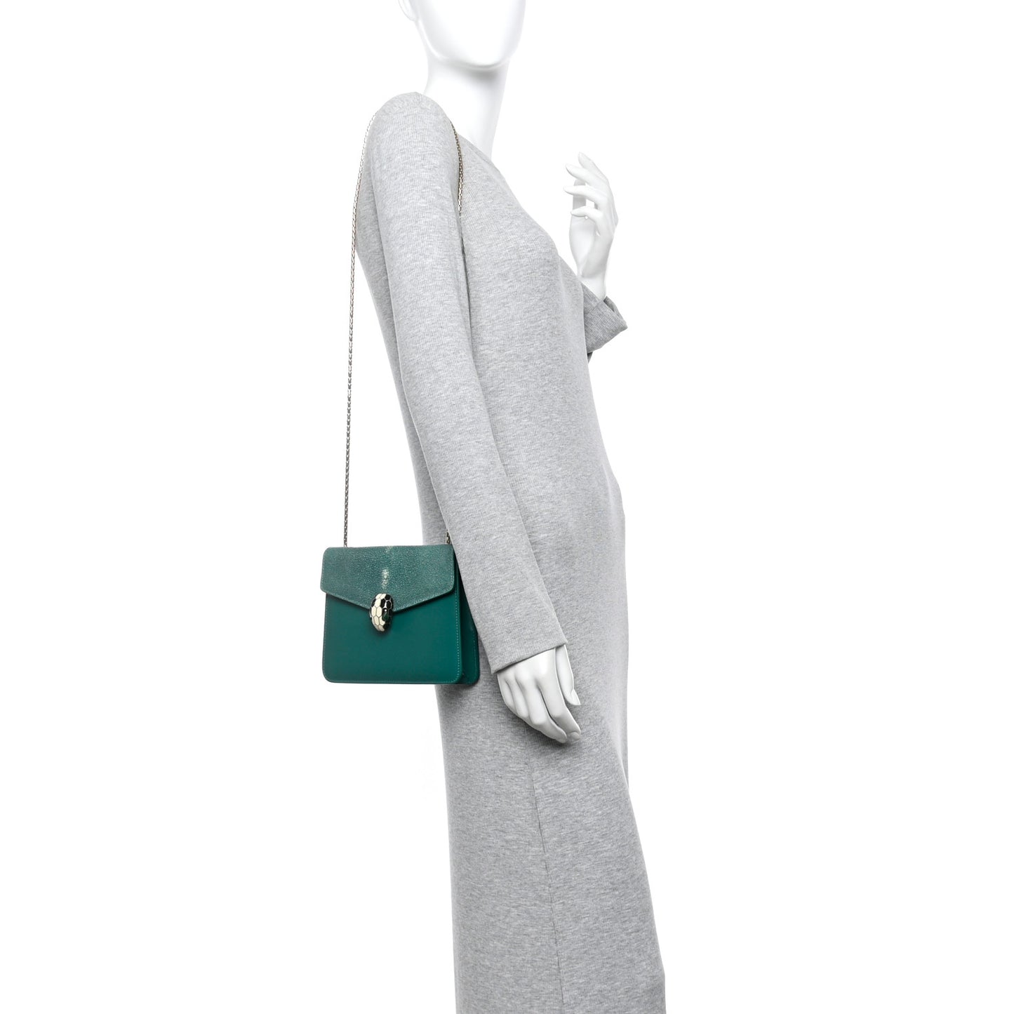 Galuchat Calfskin Serpenti Forever Crossbody Bag Green