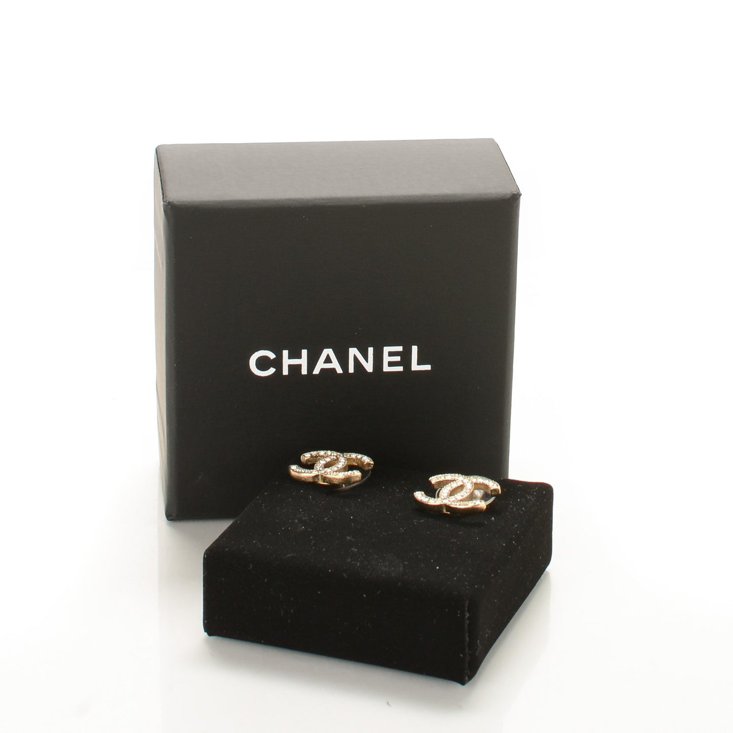Crystal CC Earrings Light Gold