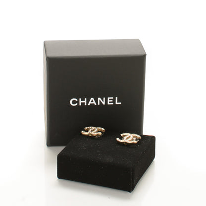 Chanel Crystal CC Earrings Light Gold 3 of 5