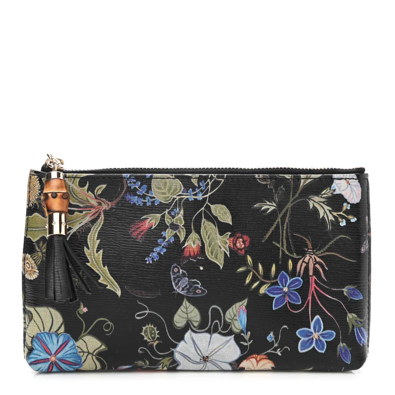 Gucci Calfskin Flora Infinity Small Zip Pouch Black 1 of 7