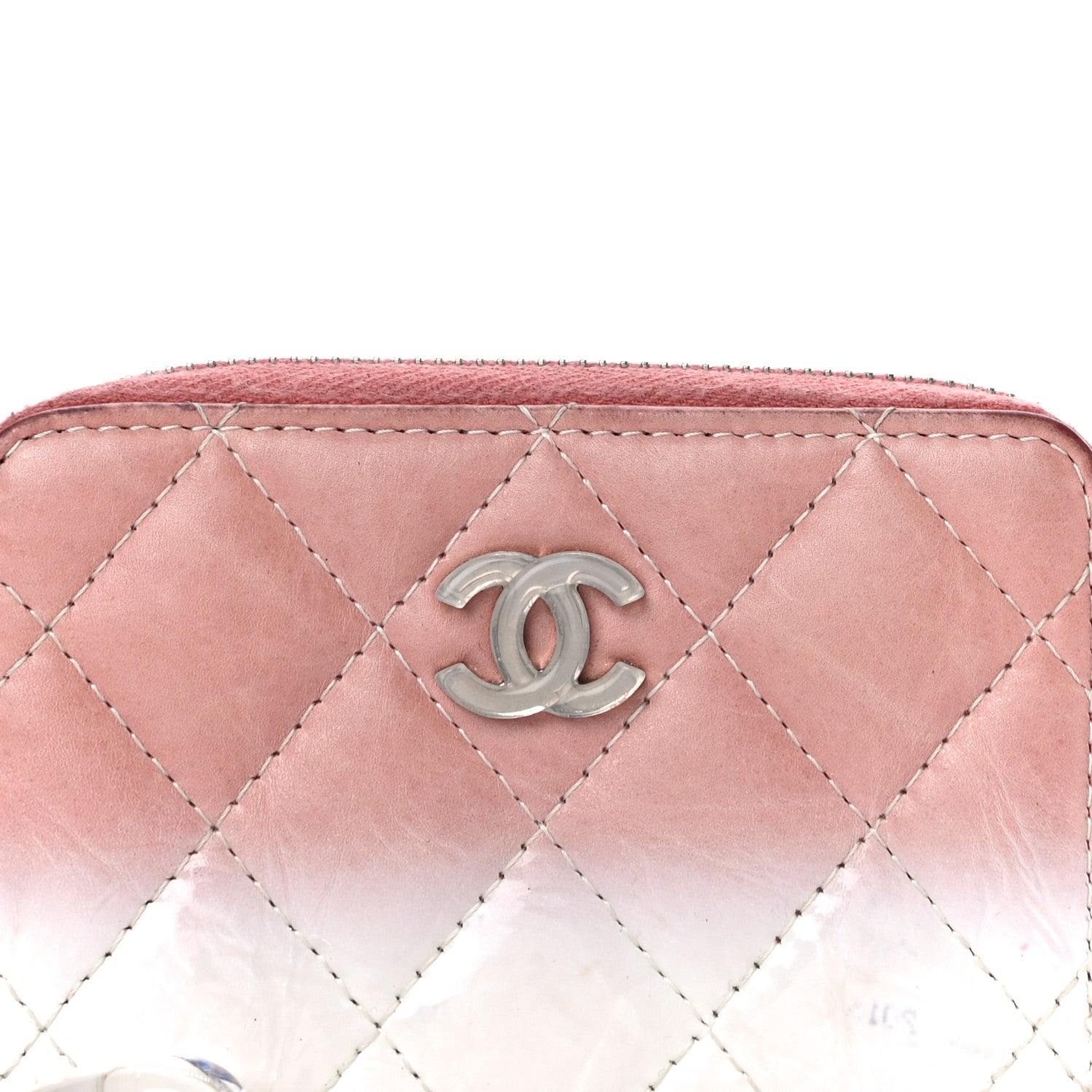 Chanel Ombre Patent Calfskin Quilted Small Zip Around Coin Purse Pink White 8 of 18