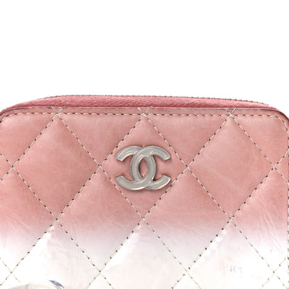 Chanel Ombre Patent Calfskin Quilted Small Zip Around Coin Purse Pink White 8 of 18