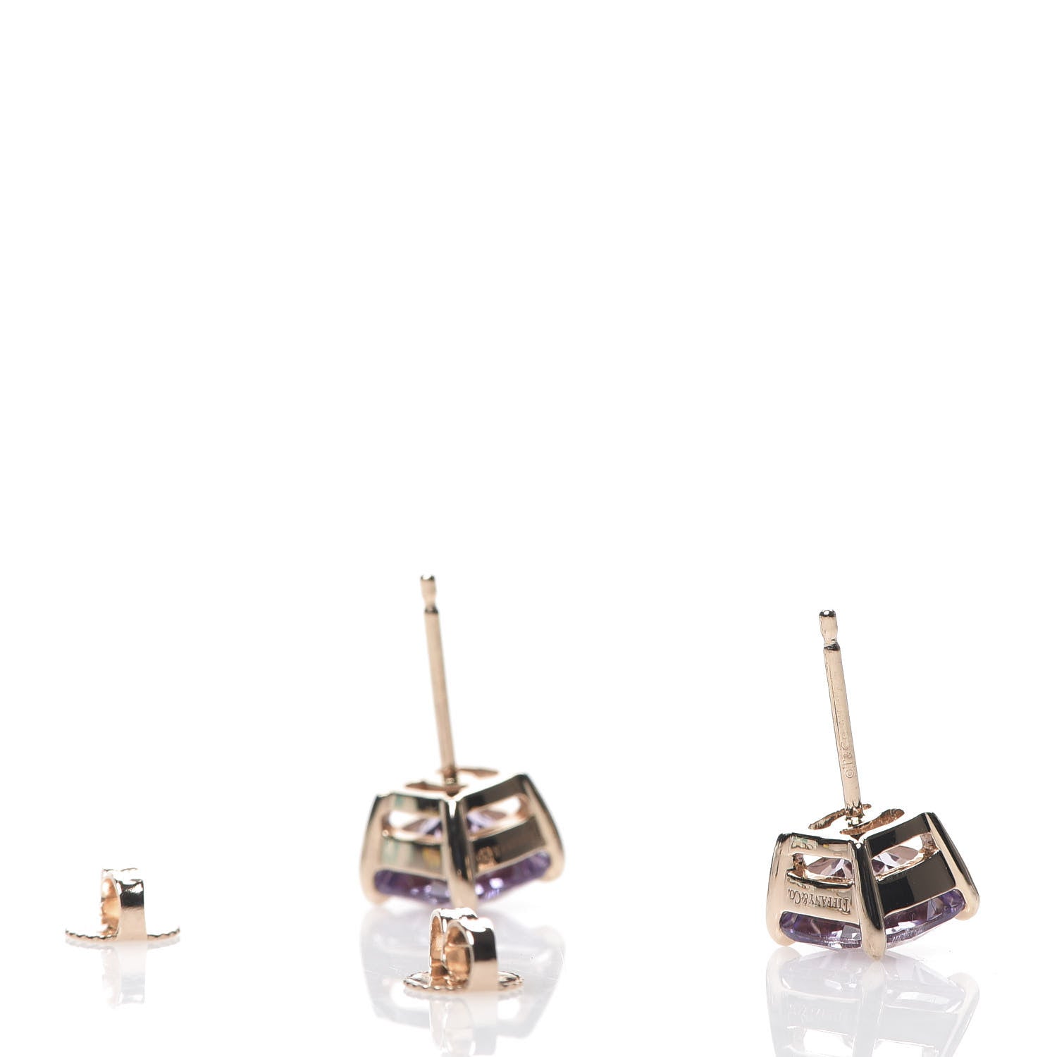 Tiffany 18K Rose Gold Amethyst Sparklers Stud Earrings 3 of 6