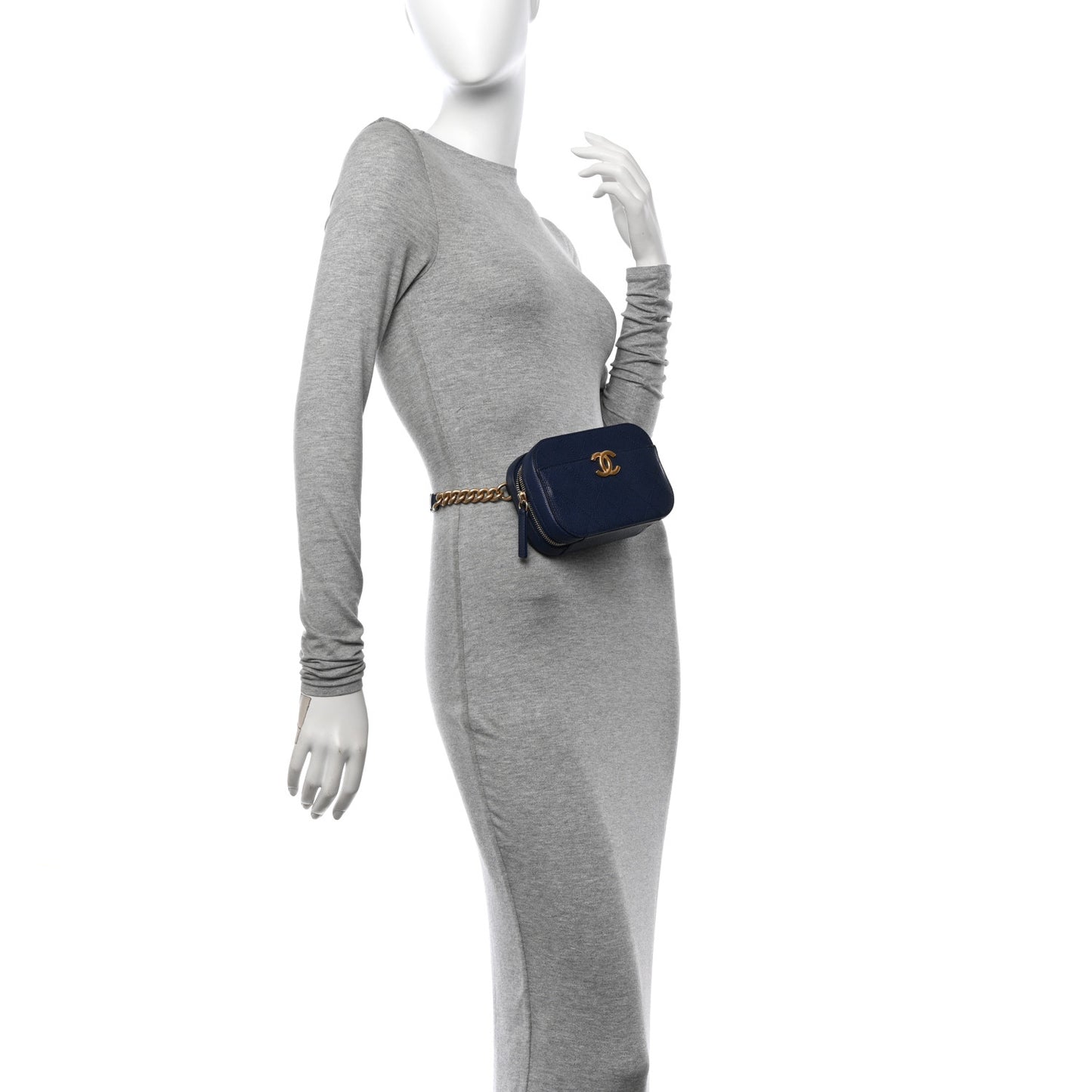 Caviar Stitched Waist Bag Blue