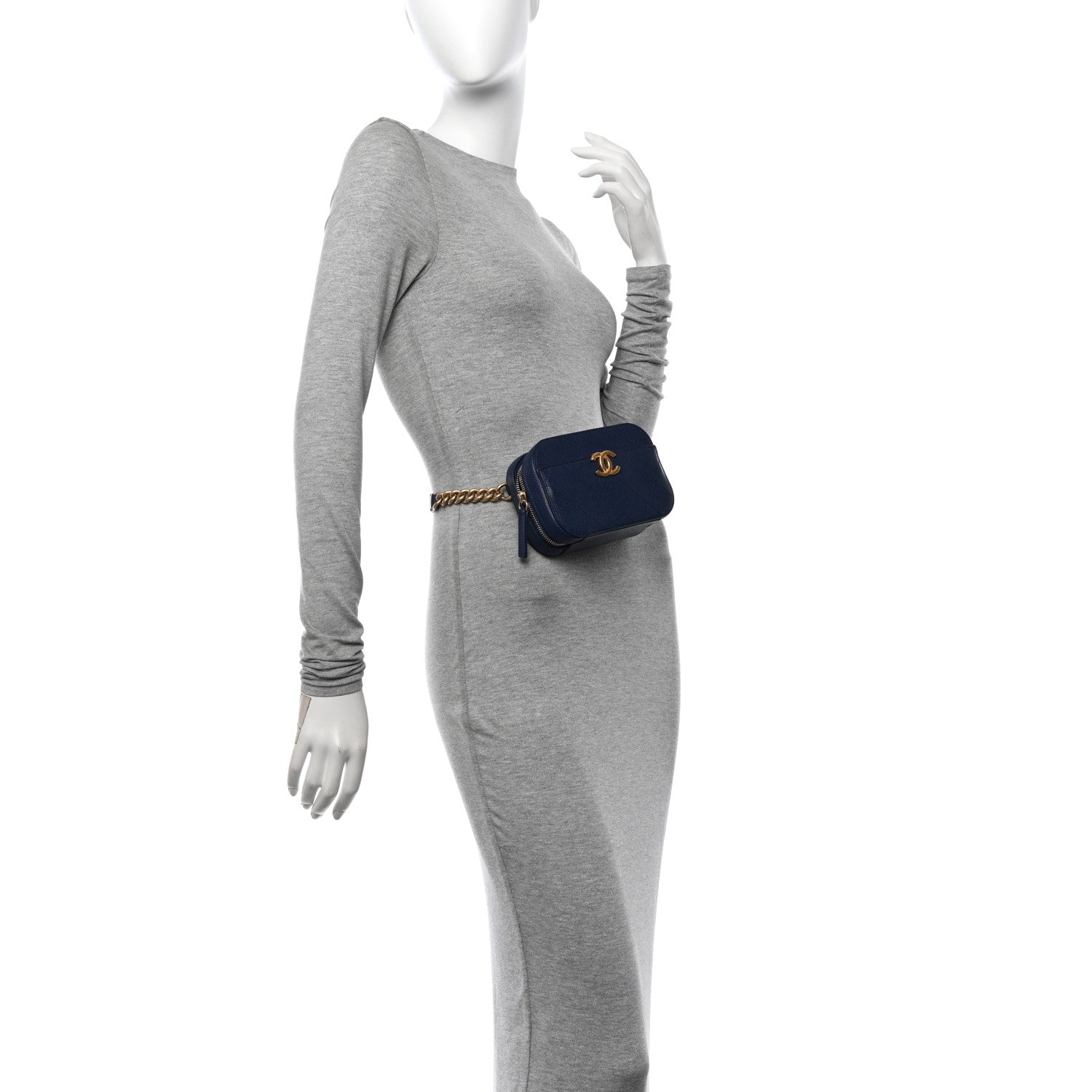 Chanel Caviar Stitched Waist Bag Blue 2 of 10