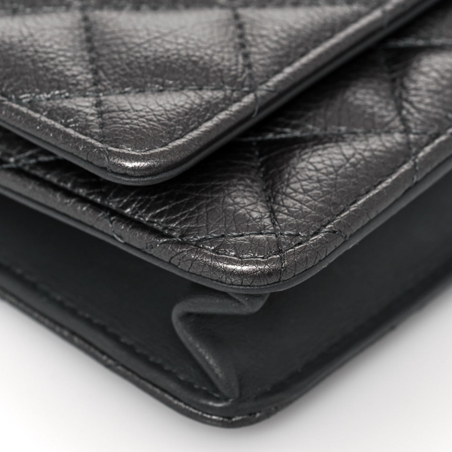 Metallic Calfskin Quilted Reissue Wallet On Chain WOC Charcoal