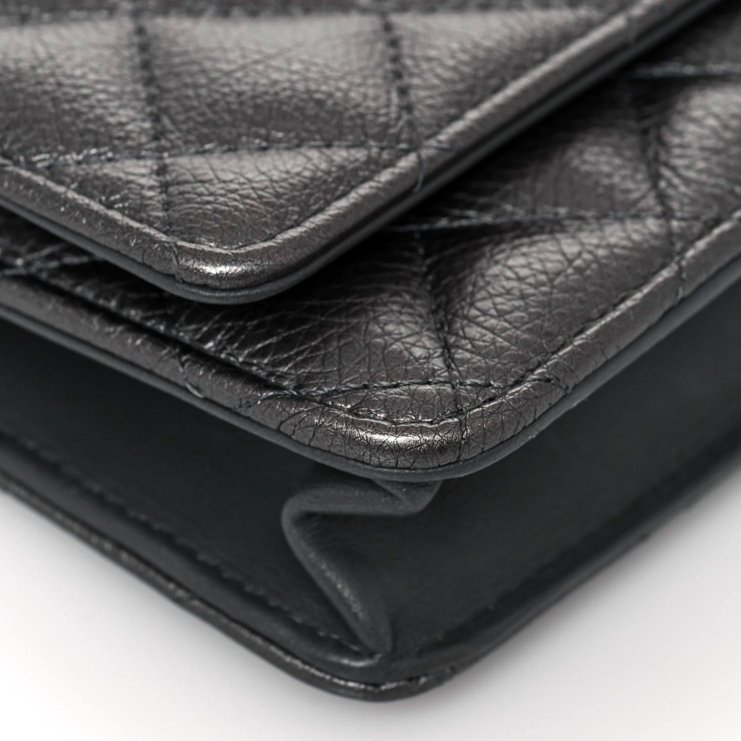 Chanel Metallic Calfskin Quilted Reissue Wallet On Chain WOC Charcoal 9 of 14