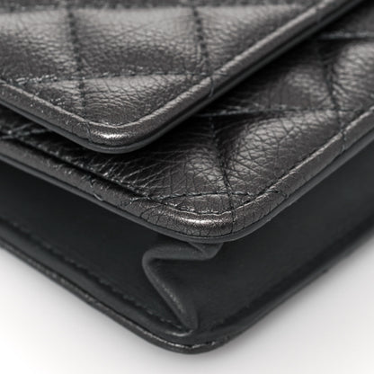 Chanel Metallic Calfskin Quilted Reissue Wallet On Chain WOC Charcoal 9 of 14