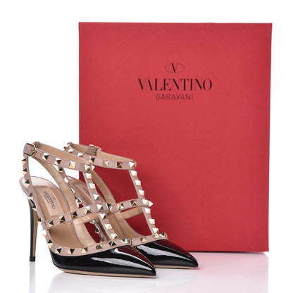 Valentino Garavani Patent Nappa Rockstud Ankle Strap 100mm Pumps 36 Black Poudre 11 of 11