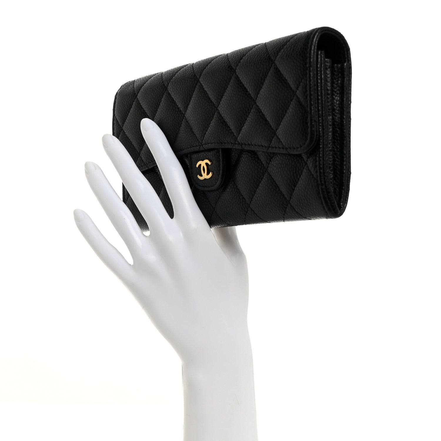 Chanel Caviar Quilted Large Gusset Flap Wallet Black 2 of 8