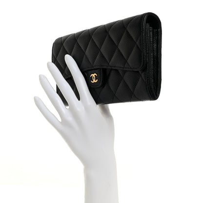 Chanel Caviar Quilted Large Gusset Flap Wallet Black 2 of 8