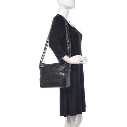 Chanel Aged Calfskin Quilted Medium Gabrielle Hobo Black 2 of 10