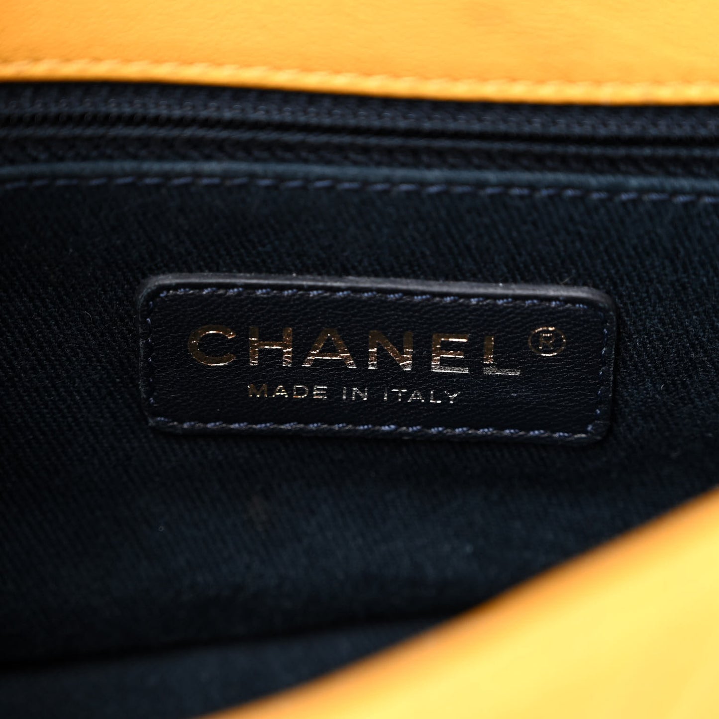 Calfskin Chevron Quilted Small Surpique Flap Yellow