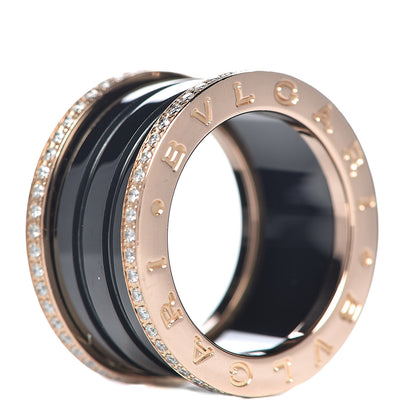 Bulgari 18K Rose Gold Black Ceramic Diamond B.Zero1 Four-Band Ring 51 5.75 4 of 5