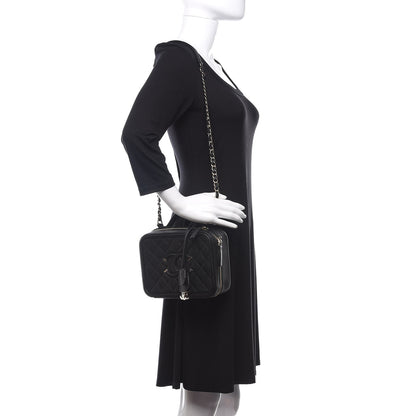 Chanel Caviar Quilted Large CC Filigree Vanity Case Black 2 of 12
