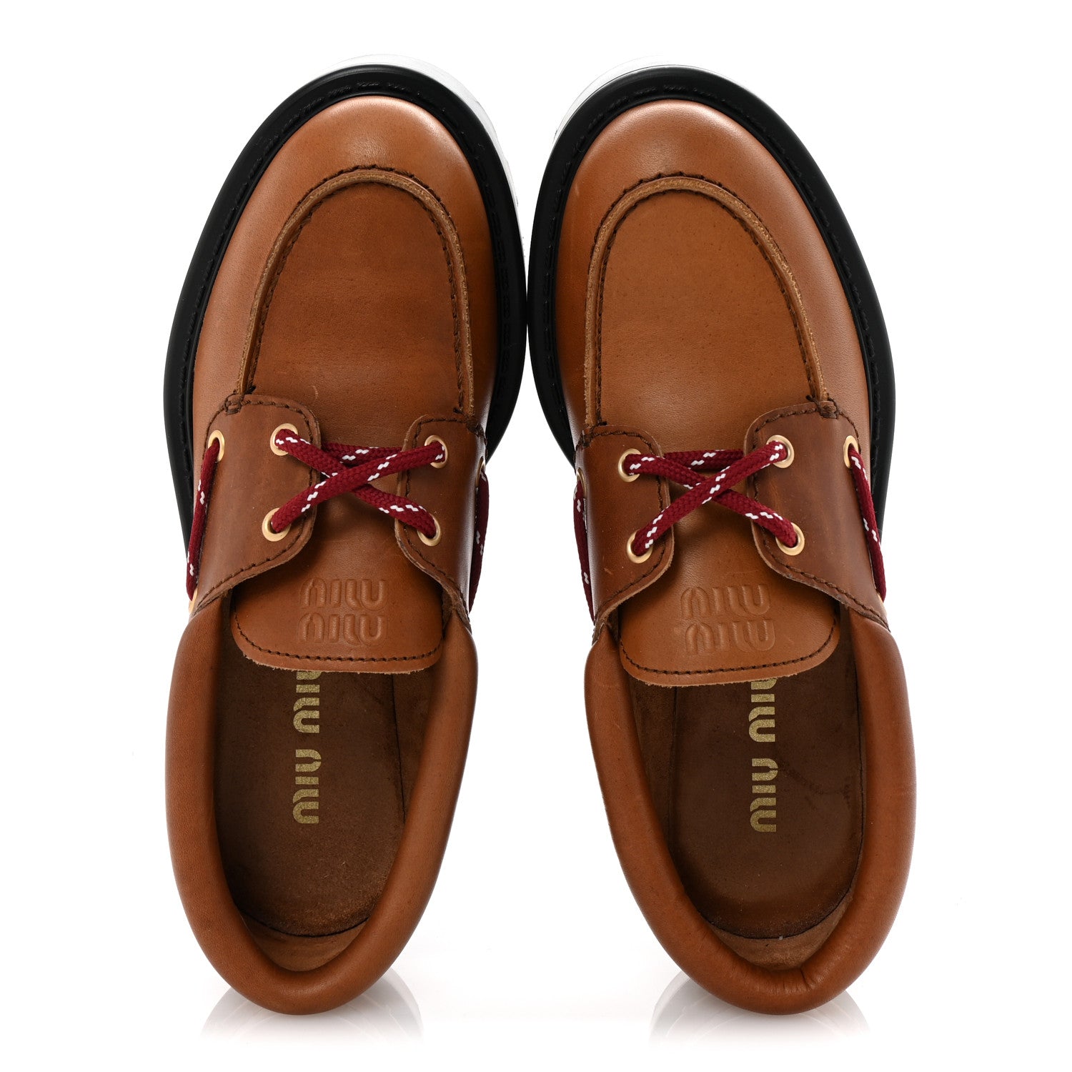 Miu Miu Vitello Platform Loafers 38.5 Cognac 2 of 10