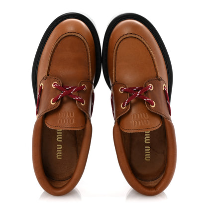 Miu Miu Vitello Platform Loafers 38.5 Cognac 2 of 10