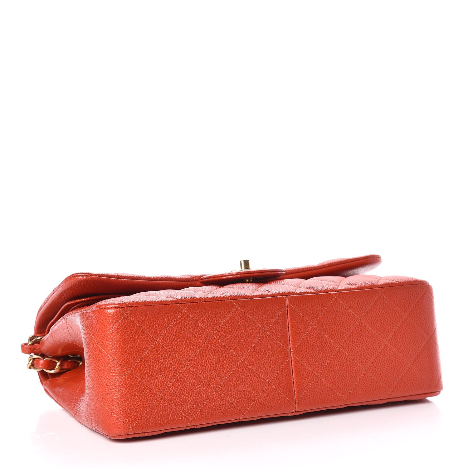 Chanel Pearly Caviar Quilted Jumbo Double Flap Orange 4 of 12
