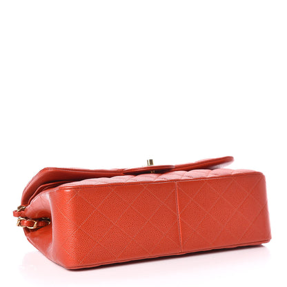 Chanel Pearly Caviar Quilted Jumbo Double Flap Orange 4 of 12