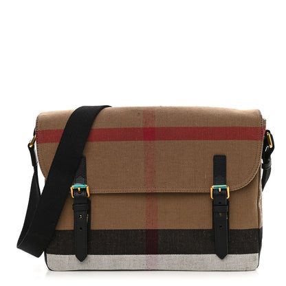 Burberry Canvas Mega Check Large Baildon Messenger Bag Black 1 of 14