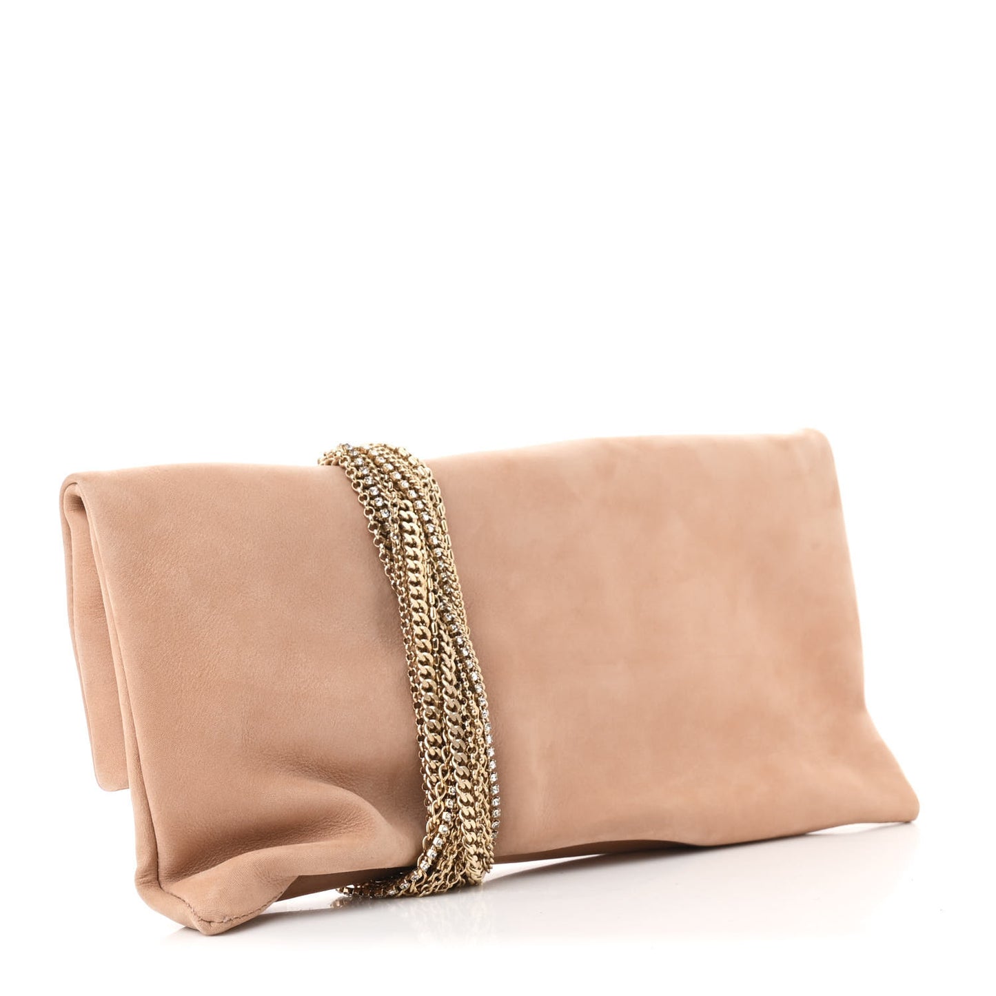 Shimmer Suede Crystal Chandra Clutch Blush