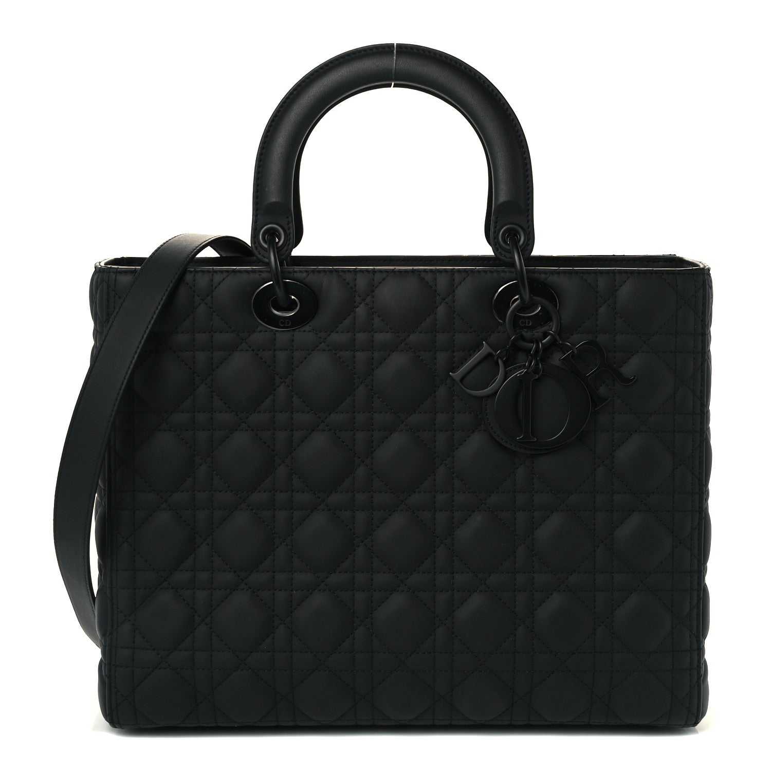 Christian Dior Ultra Matte Calfskin Cannage Large Lady Dior Black 1 of 10
