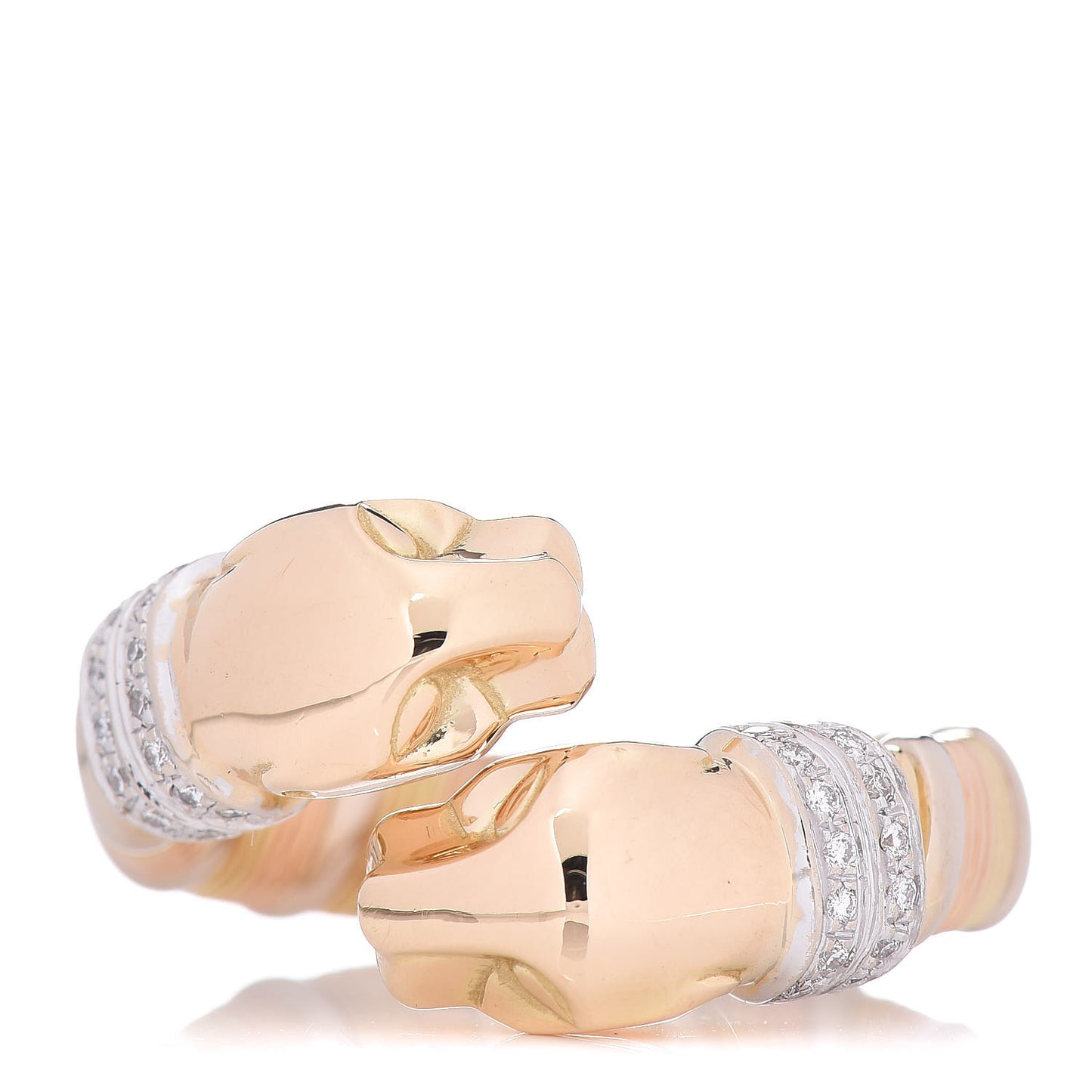18K Yellow White Gold Diamond Panthère De Bypass Ring 54 6.75