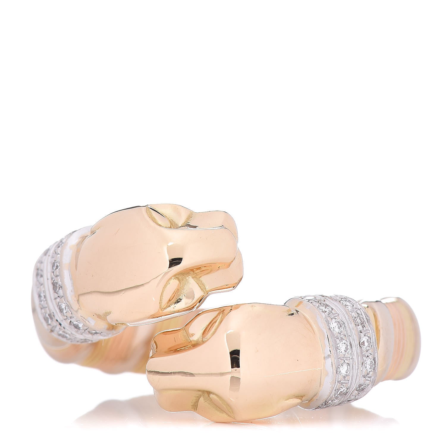 Cartier 18K Yellow White Gold Diamond Panthère De Bypass Ring 54 6.75 4 of 7