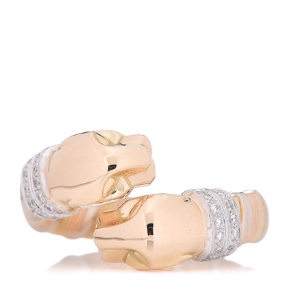 Cartier 18K Yellow White Gold Diamond Panthère De Bypass Ring 54 6.75 4 of 7